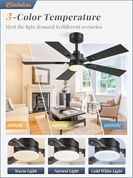 Fanbulous 2 Pack of 42 Ceiling Fans with Lights and Remote, Modern Low Profile Ceiling Fans with Dimmable 3CCT Quiet DC Motor, Reversible Celing Fan with 6-Speeds Timer for Bedroom(Black)
