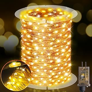 KNONEW 203FT 600 LED Outdoor Fairy Lights Plug in, Christmas Fairy Light...