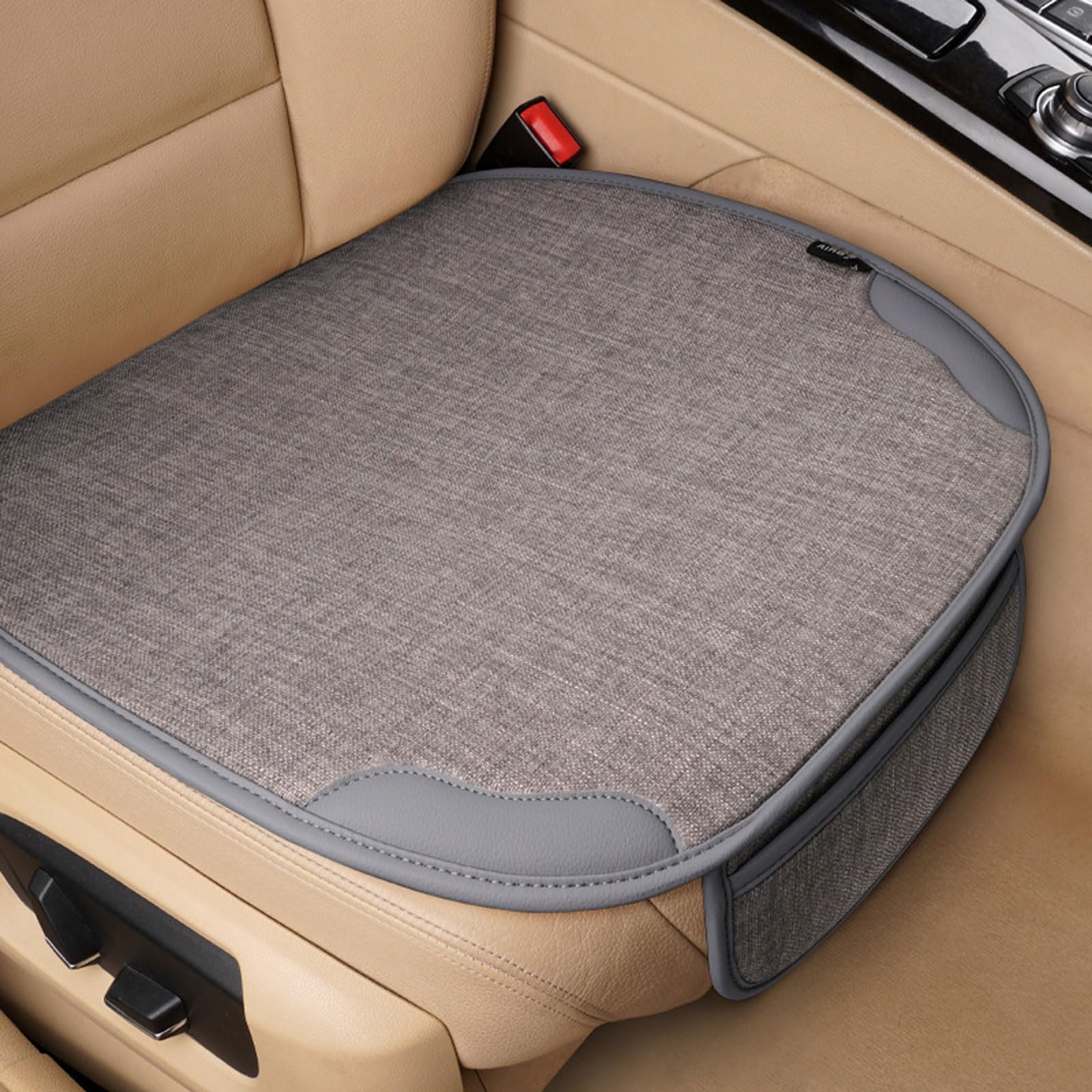 HFFTYU Car Seat Cushion for Range Rover Velar Range Rover Sport Evoque Freelander Freeman Breathable Pure Linen Front Seat Protector Universal Non-Slip Driver Pad with Storage Pocket,B
