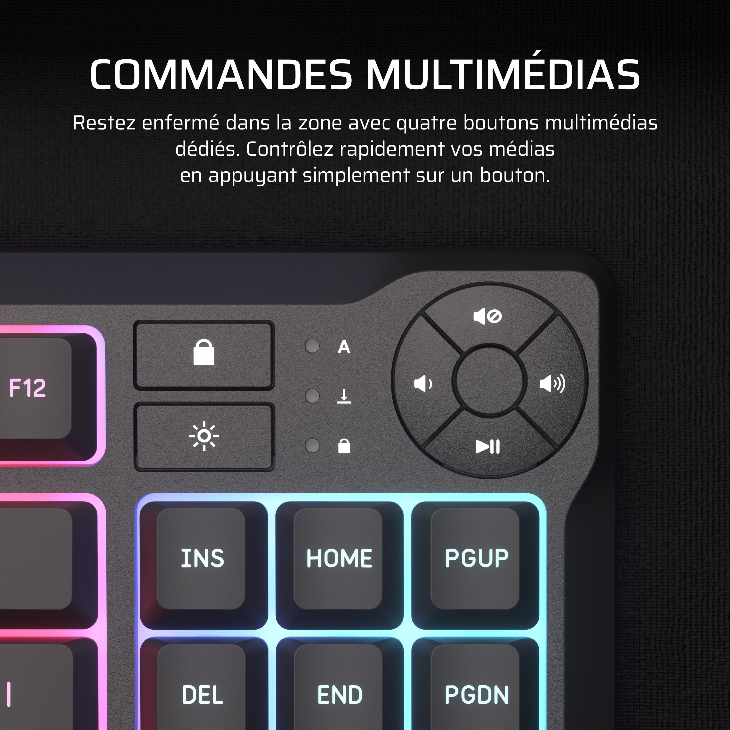 Corsair K55 Core TKL Clavier Gaming RGB (AZERTY FR) – Noir | Tenkeyless, 8 Zones RGB, Touches Silencieuses à Membrane, Résistant aux Éclaboussures, Touches Multimédia, 1000Hz