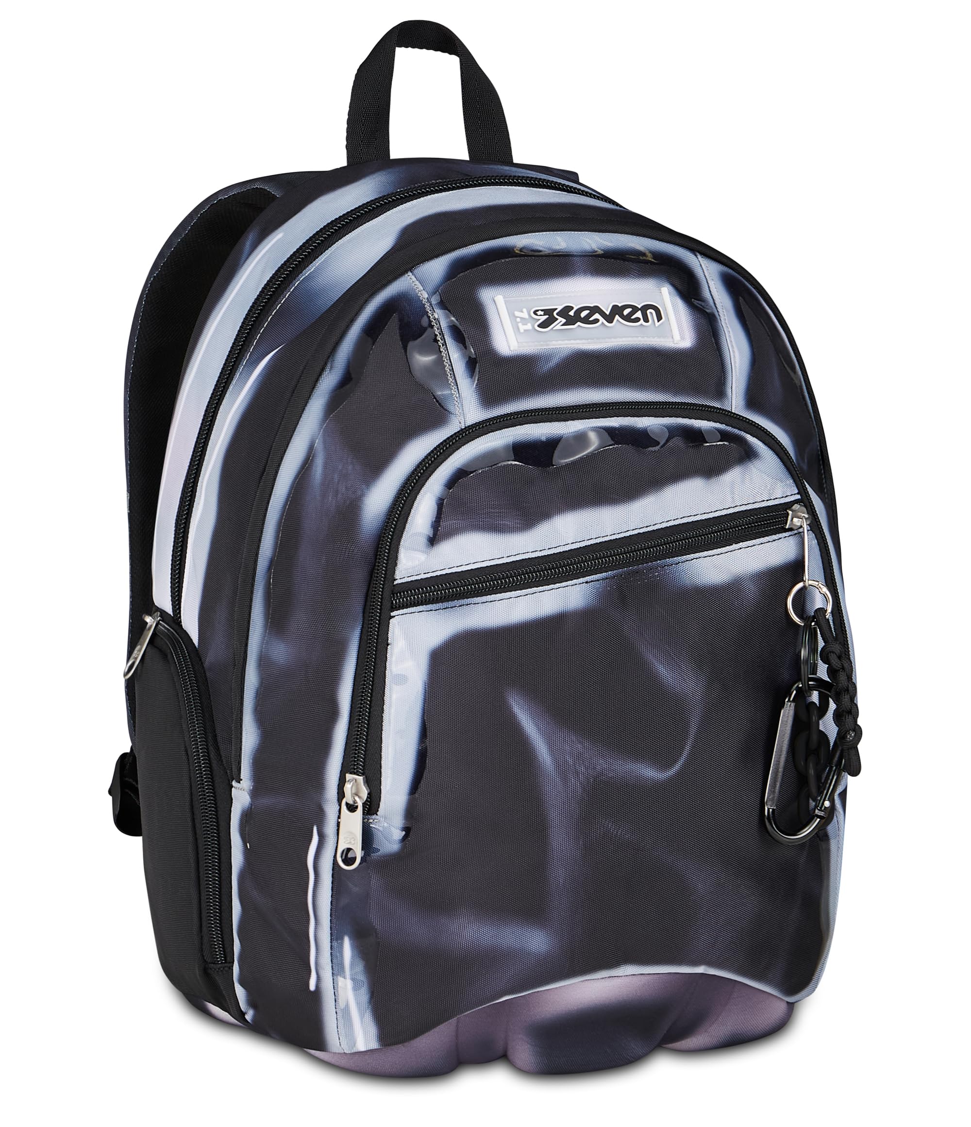 Seven Trolley Scuola Comby 8 ruote SHADOWS OF COLOR, Nero, 31 L, Scomponibile, Uso zaino, Barra telescopica regolabile, Tasca attrezzata, Tasca porta pc, Scuola elementare e media, Bambini, Ragazzi