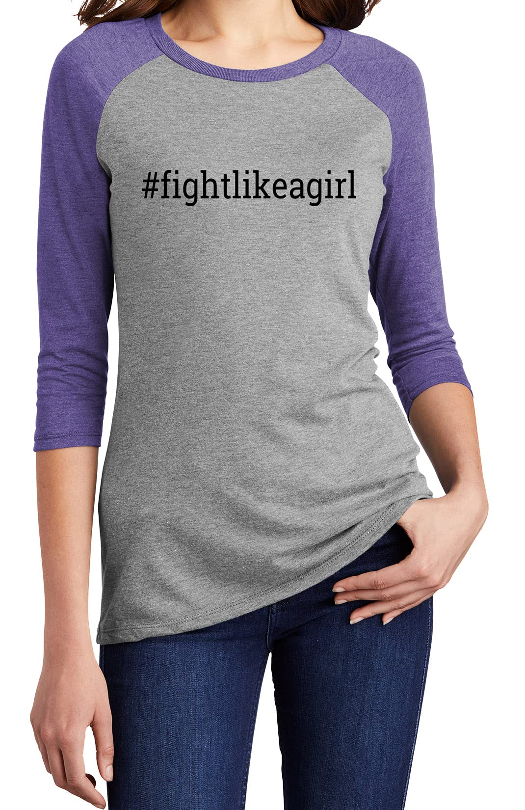 Fight Like a GirlHashtag Ladies' Tri-Blend Baseball-Style Raglan T-Shirt (Assorted Colors)