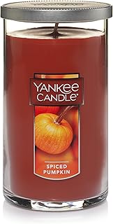 Yankee Candle Spiced Pumpkin Scented, Classic 12oz Medium Perfect Pillar Single Wick Candle, Over 80 Hours of Burn Time