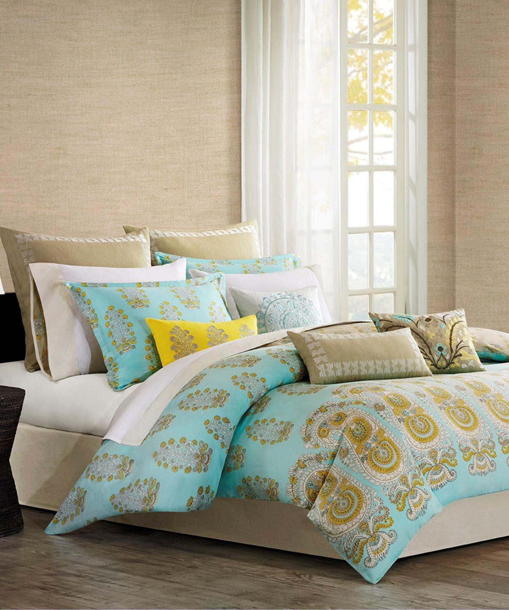 Echo Design Paros Aqua Foulard Floral Design Twin Duvet Cover