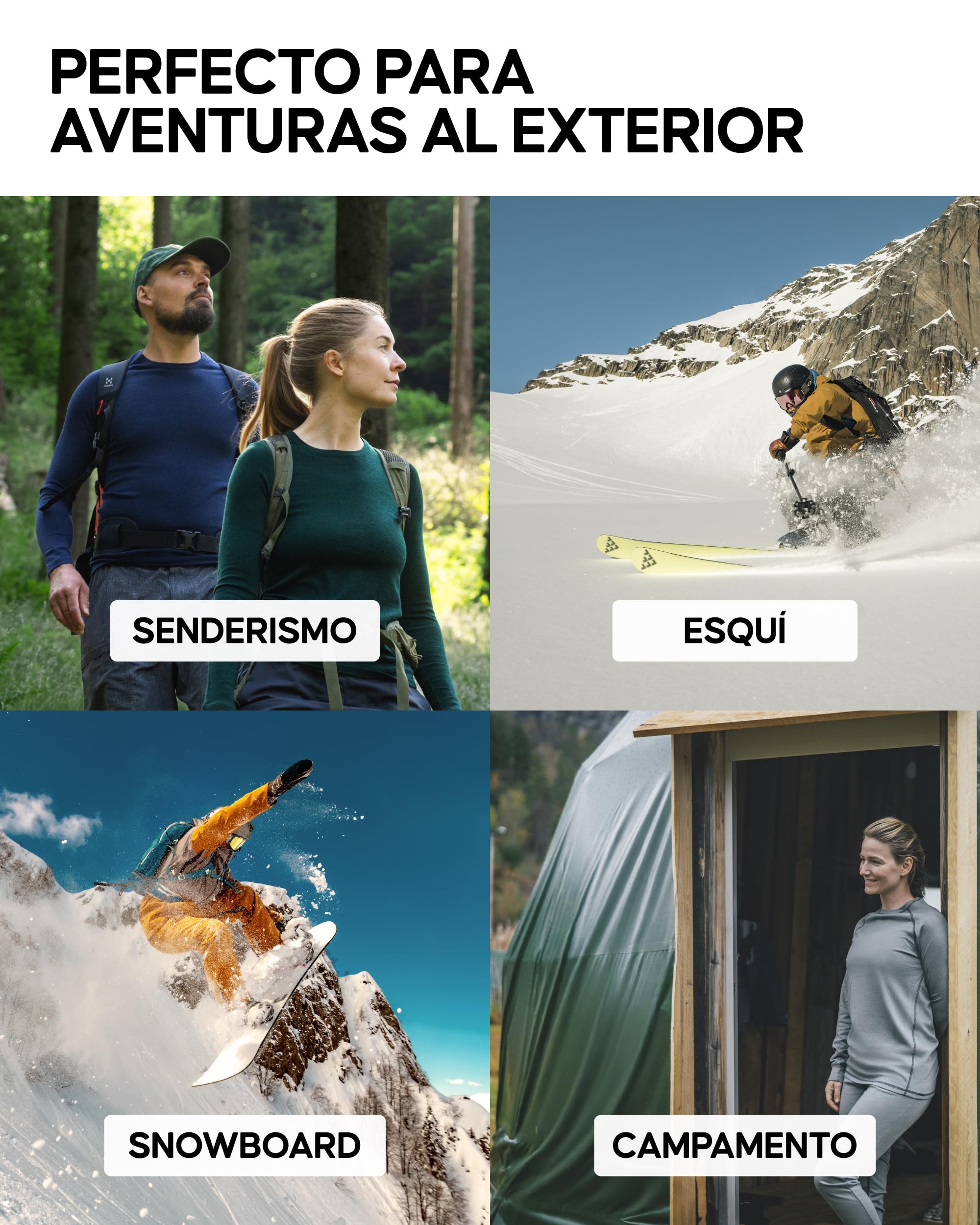 DANISH ENDURANCE Capa Base de Lana Merino para el Frío Extremo para Mujer, Conjunto Camiseta y Leggings Térmicos, Ropa Interior de Invierno
