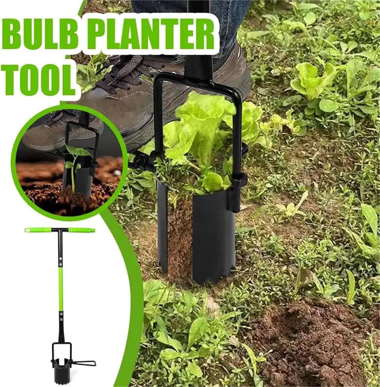 Bulb Planter Tool Bulb Planter Tool Long Handled Transplanter Device for Crocus Comfortable T-Shaped Handle Multi-Purpose Gardening