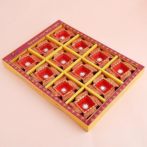 Miniatura 3 de SATVIK - Juego de 12 piezas de arcilla Diya terracota Dia tradicional Puja Vilakku lámpara de aceite Natural Mitti Diya Tea Light Welcome Diwali