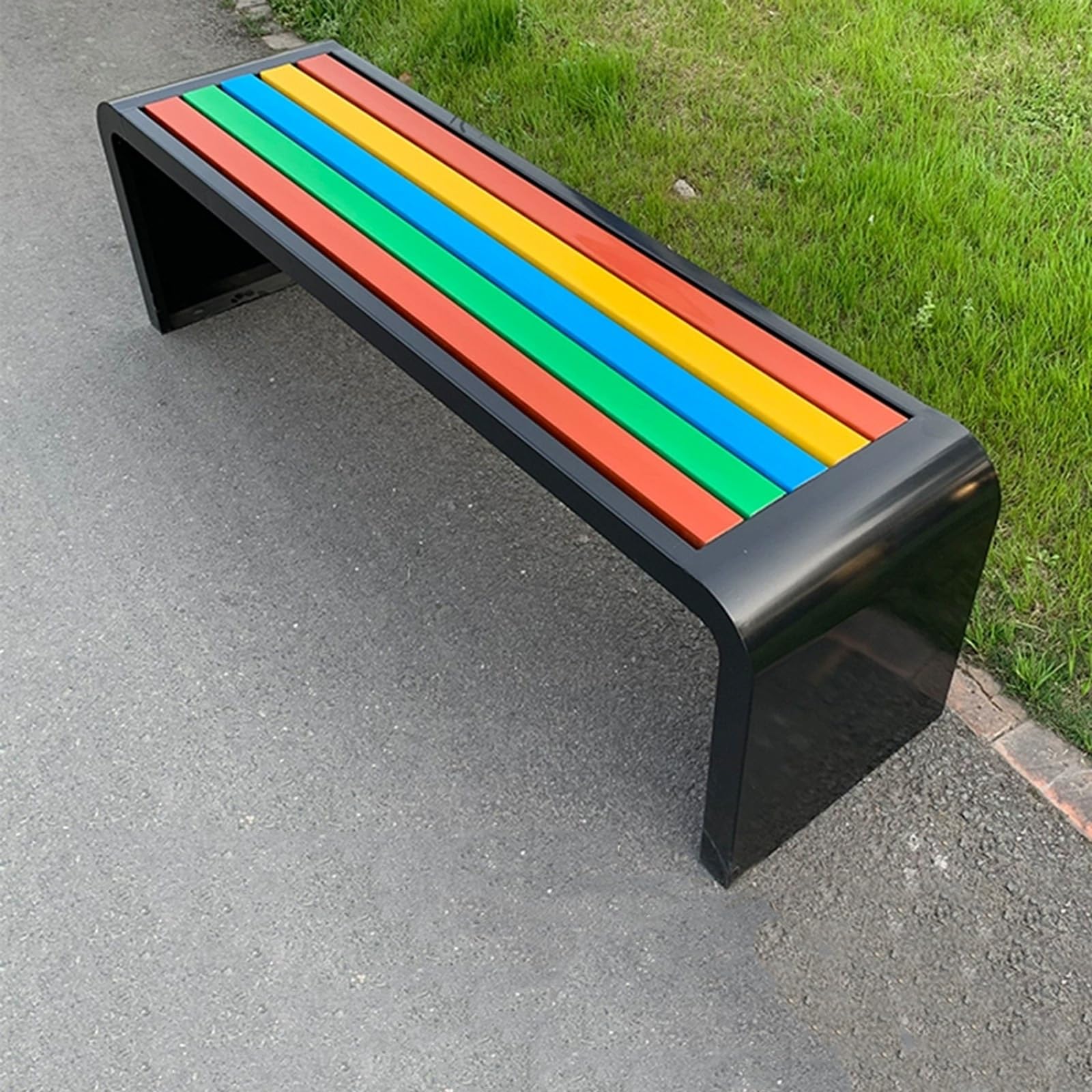 Banc de jardin en métal noir 120cm pour aménager une pelouse ou terrasse conviviale