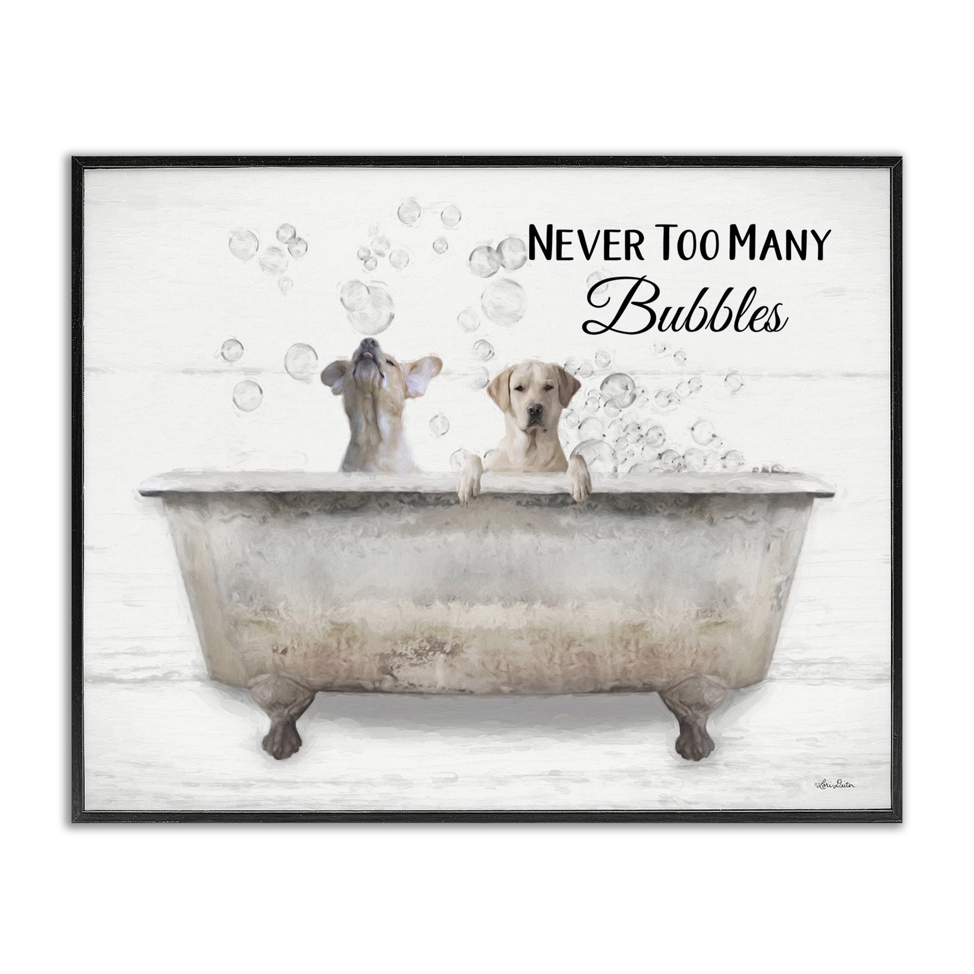 Stupell Industries 'Never Too Many Bubbles Dogs', Framed Giclee Art, Black, 20 x 16 Inches, Easy to Hang and Sturdy, Made in USA, by Lori Deiter