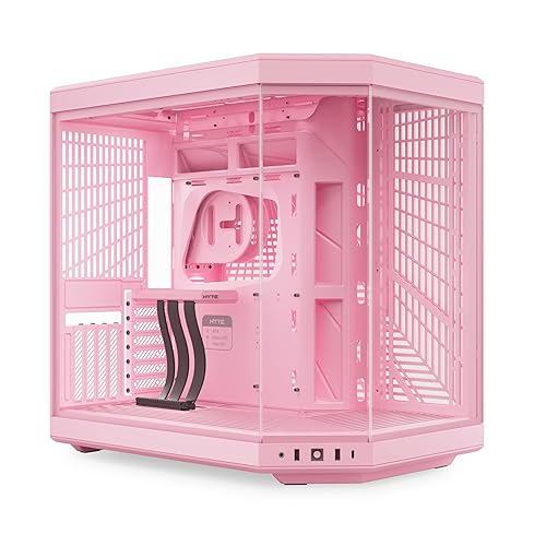 HYTE Y70 Mid-Tower ATX Gaming PC Desktop Case - Panoramic Tempered Glass - Dual Chamber - High Airflow Chassis - PCIE 4.0 Riser Cable Included - New Modern Aesthetic - Strawberry Milk (Pink) - Pink - Y70 Milky