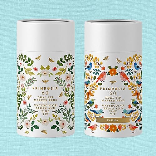 Primrosia Flora and Fauna 60 marcadores de doble punta para bolígrafos Bullet Journal para colorear y dibujar