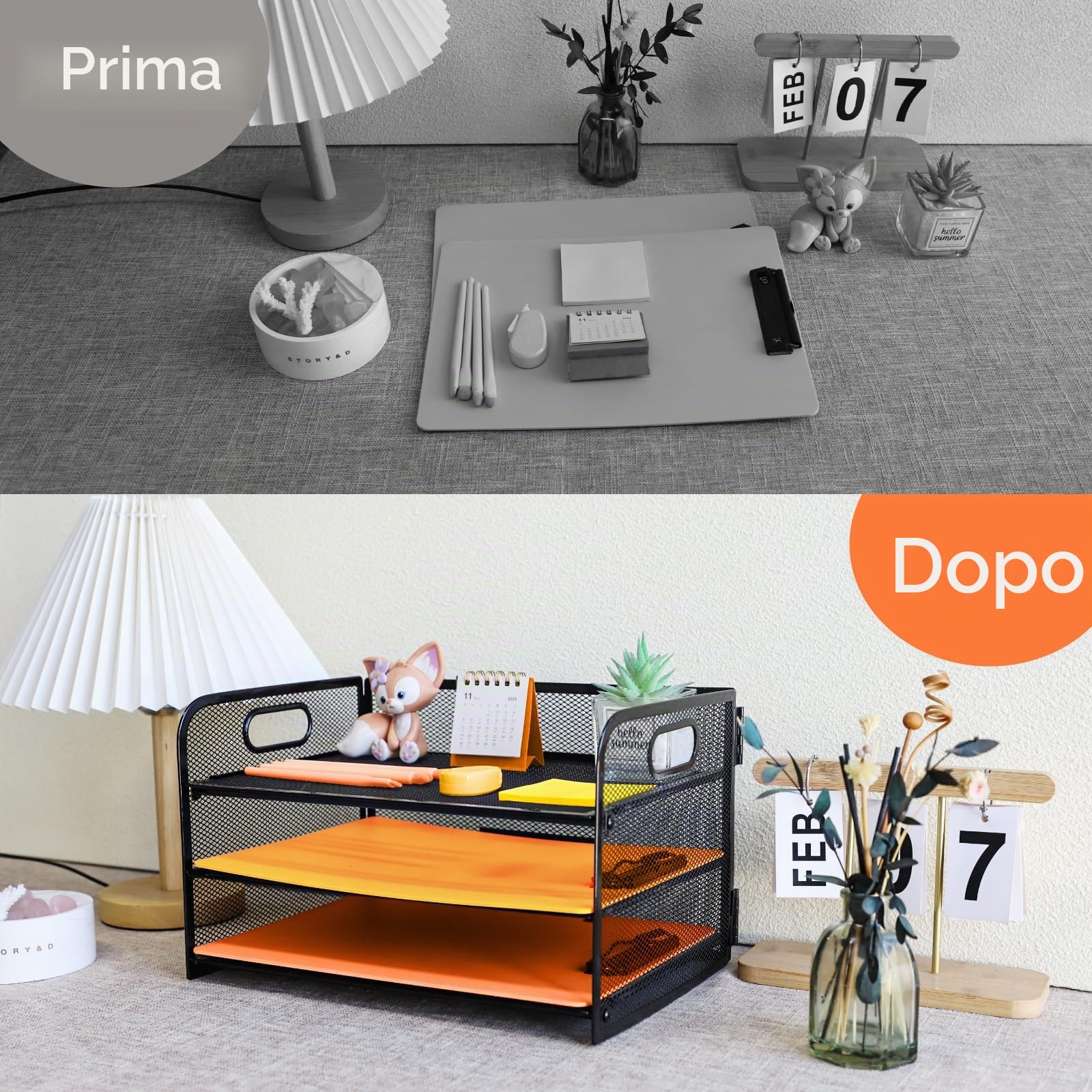 Organizer da Scrivania a 3 Livelli con Supporti Verticali Extra, Vassoio per Lettere con Cassetto, Vassoi per Documenti A4, Porta Riviste e Documenti per Casa e Ufficio, nero