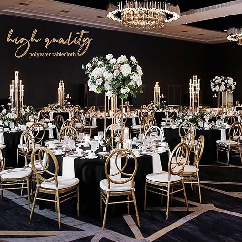 Miniatura 2 de Pesonlook Mantel redondo  Paquete de 8 manteles redondos negros de 90 pulgadas, mantel de poliéster resistente a las arrugas de alta calidad para