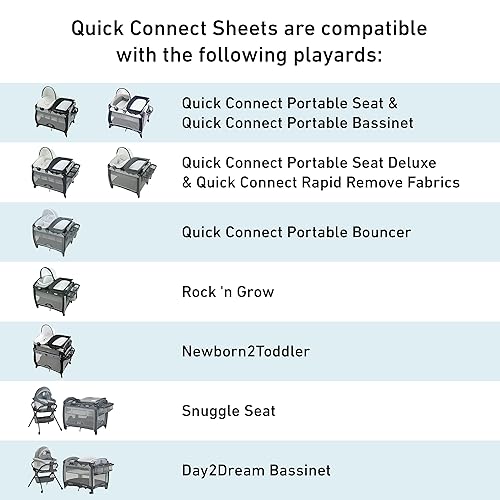Miniatura 3 de Graco Pack n Play Quick Connect Playard - Sábanas impermeables paquete de 2 tejido y gris