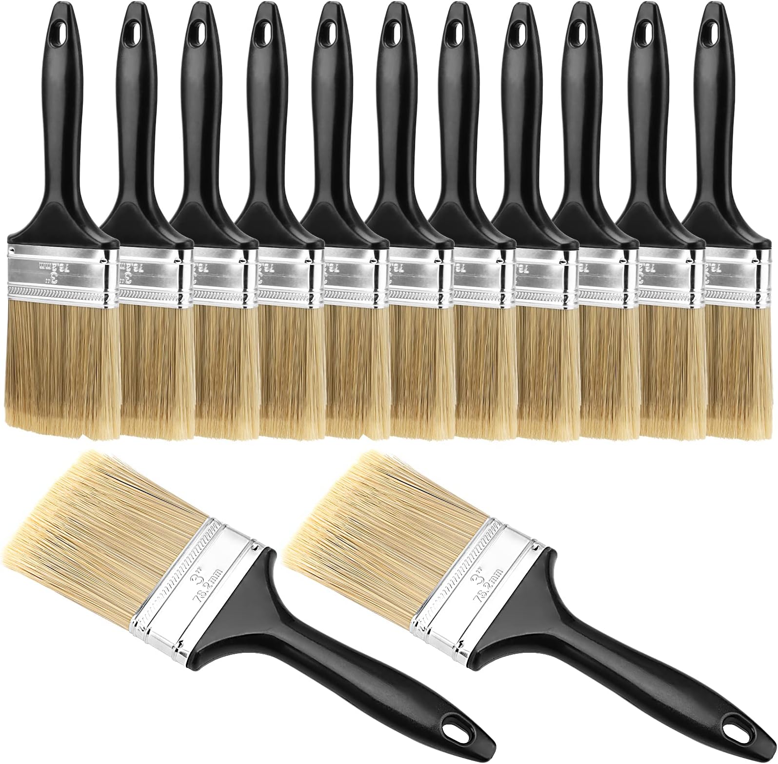 SOUJAP 14 PCS 3 Inch Paint Brushes, Plastic Handle Paint Brushes Bulk, Multi Purpose