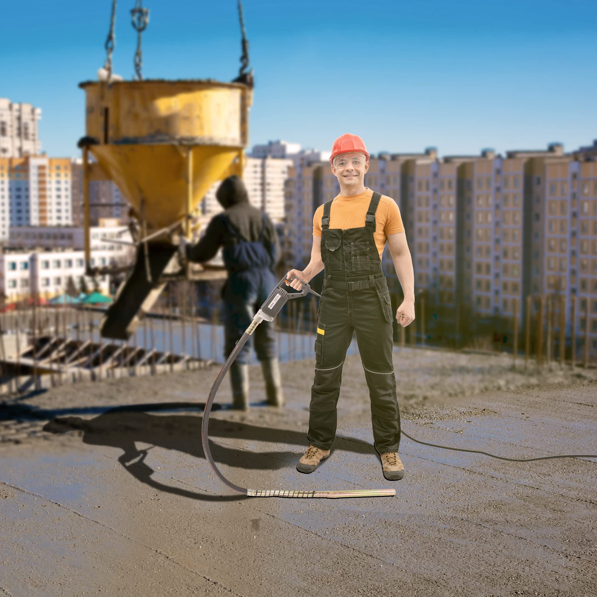 Arebos Vibrateur à Béton Interne Cylindrique Vibrante Pour Beton | 580W | 1,5m | Poignée Pistolet | Portable