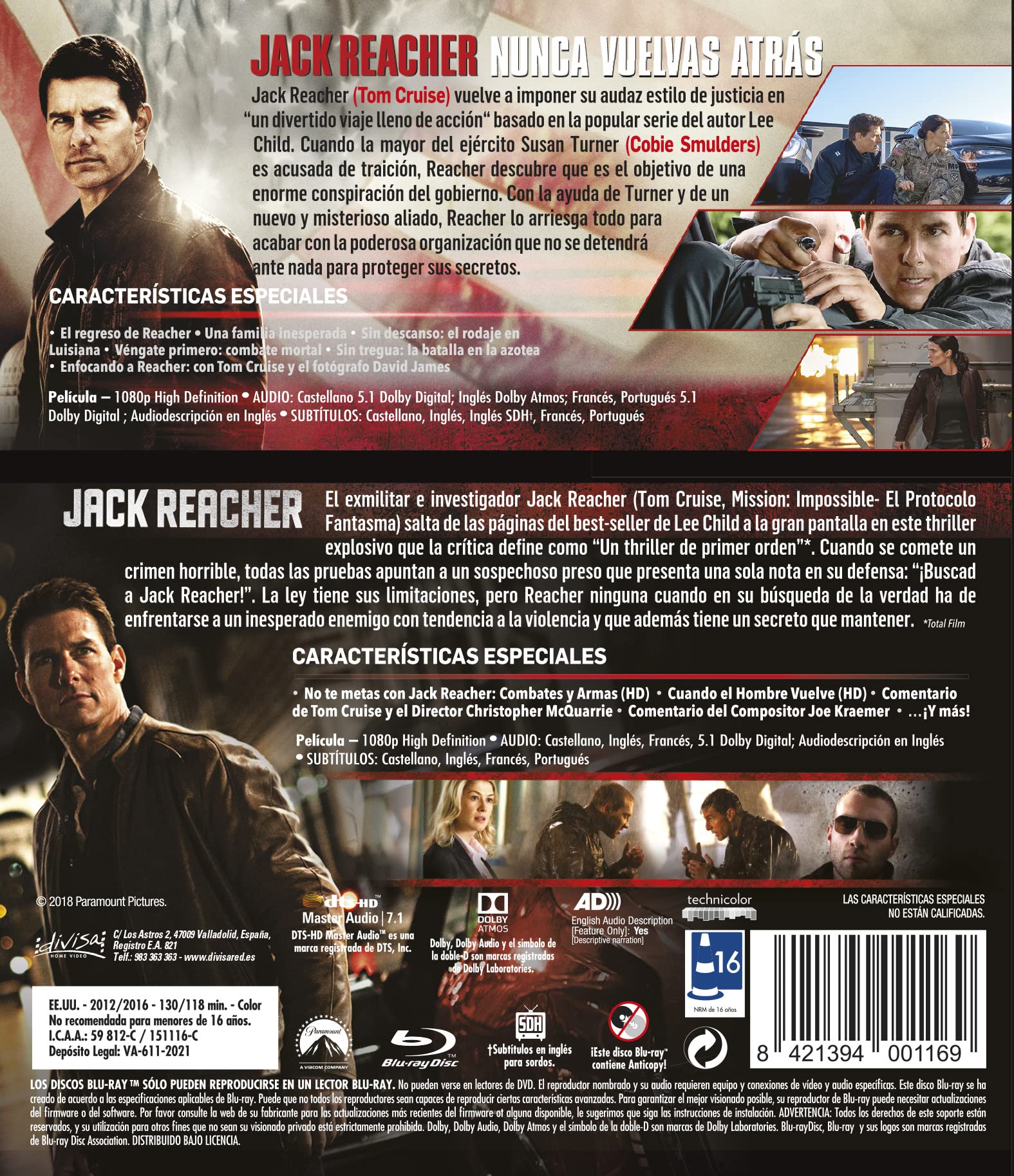 Jack Reacher Colección 2 Películas (Jack Reacher + Jack Reacher: Nunca vuelvas atrás) - BD [Blu-ray]