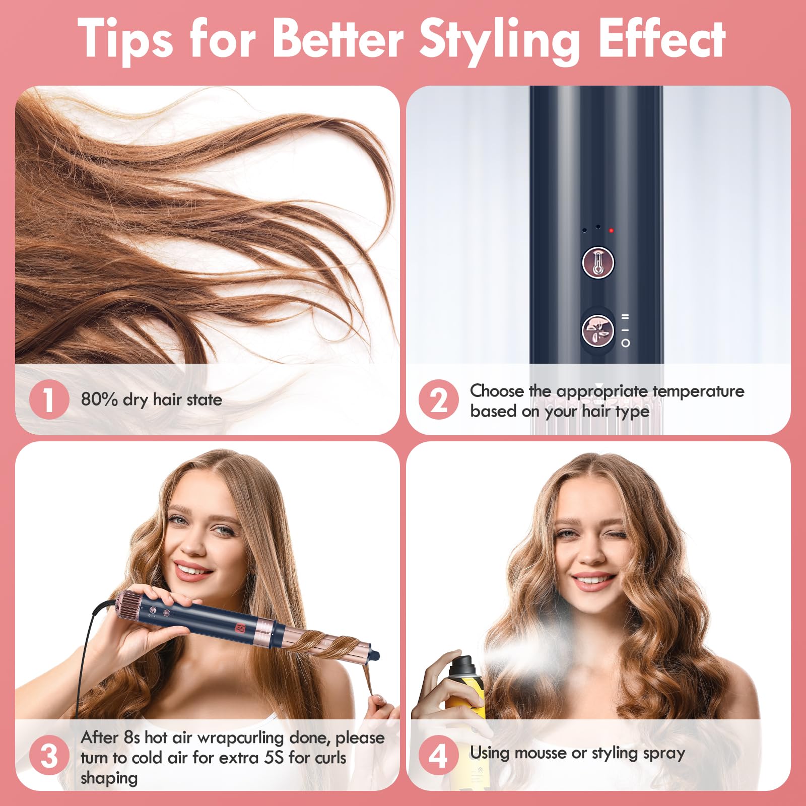 NDLT Hairstyler 5 in 1 Haartrockner Föhnbürste Glättbürste Lockenstab Rundbürste