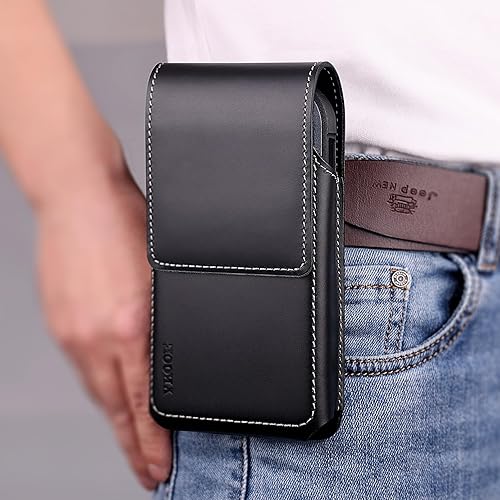 Miniatura 7 de ykooe Funda de cuero genuino para teléfono compatible con iPhone 1615141312 Pro Max & Plus, 17 modelos Air, Galaxy S24S23S21 FE - Clip para cinturón