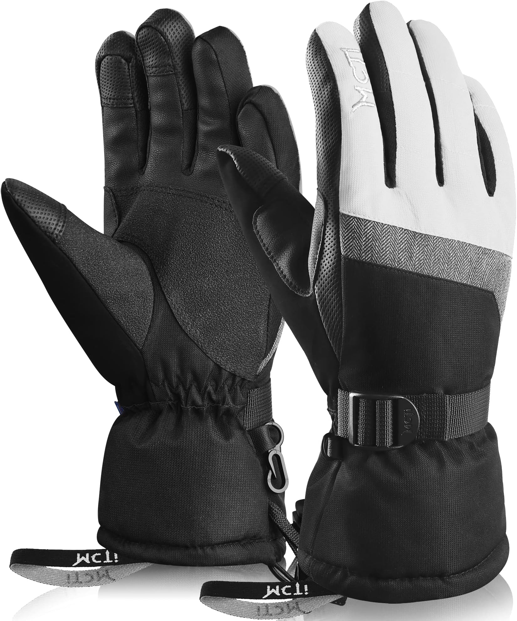 MCTi Ski Gloves,Winter Waterproof Snowboard Snow 3M Thinsulate Warm Touchscreen Cold Weather Women Gloves Wrist Leashes