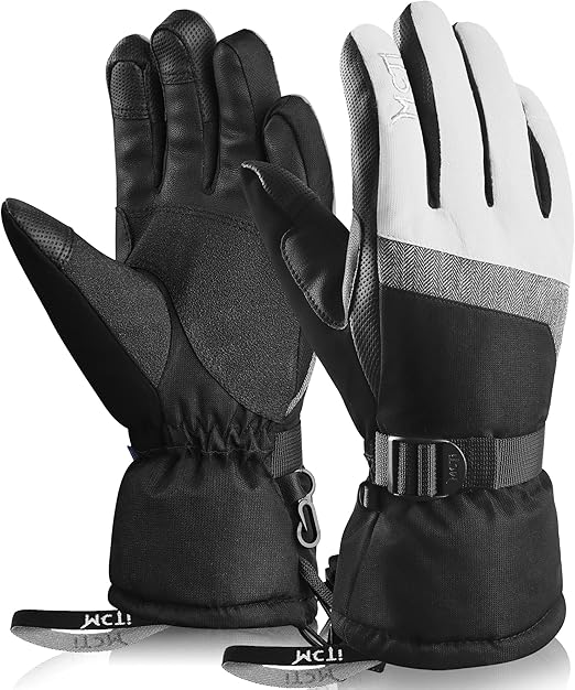 MCTi Ski Gloves,Winter Waterproof Snowboard Snow 3M Thinsulate Warm Touchscreen Cold Weather Women Gloves Wrist Leashes