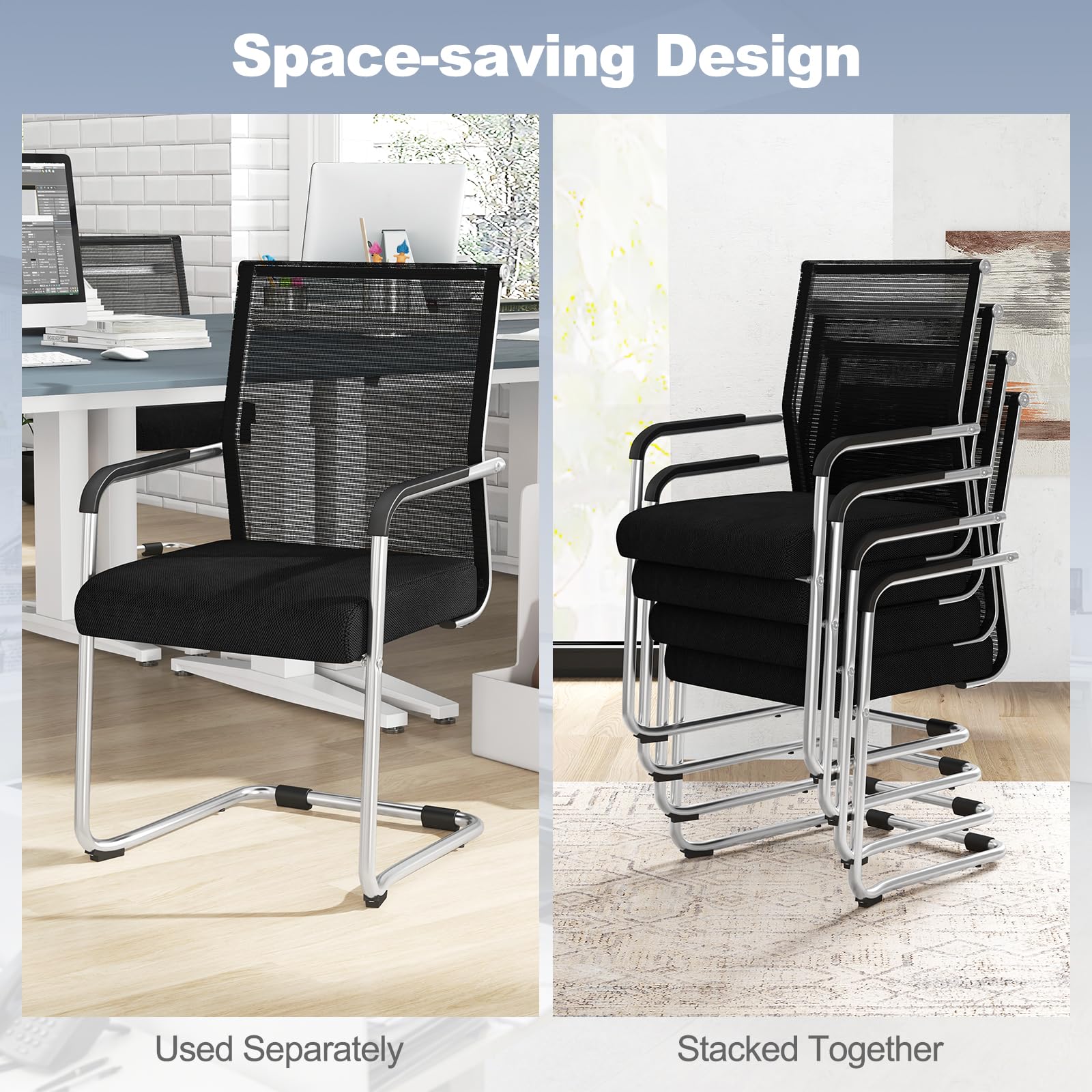 GIANTEX Freischwinger Stühle 2/4er Set Stapelbar, Besucherstuhl (2)