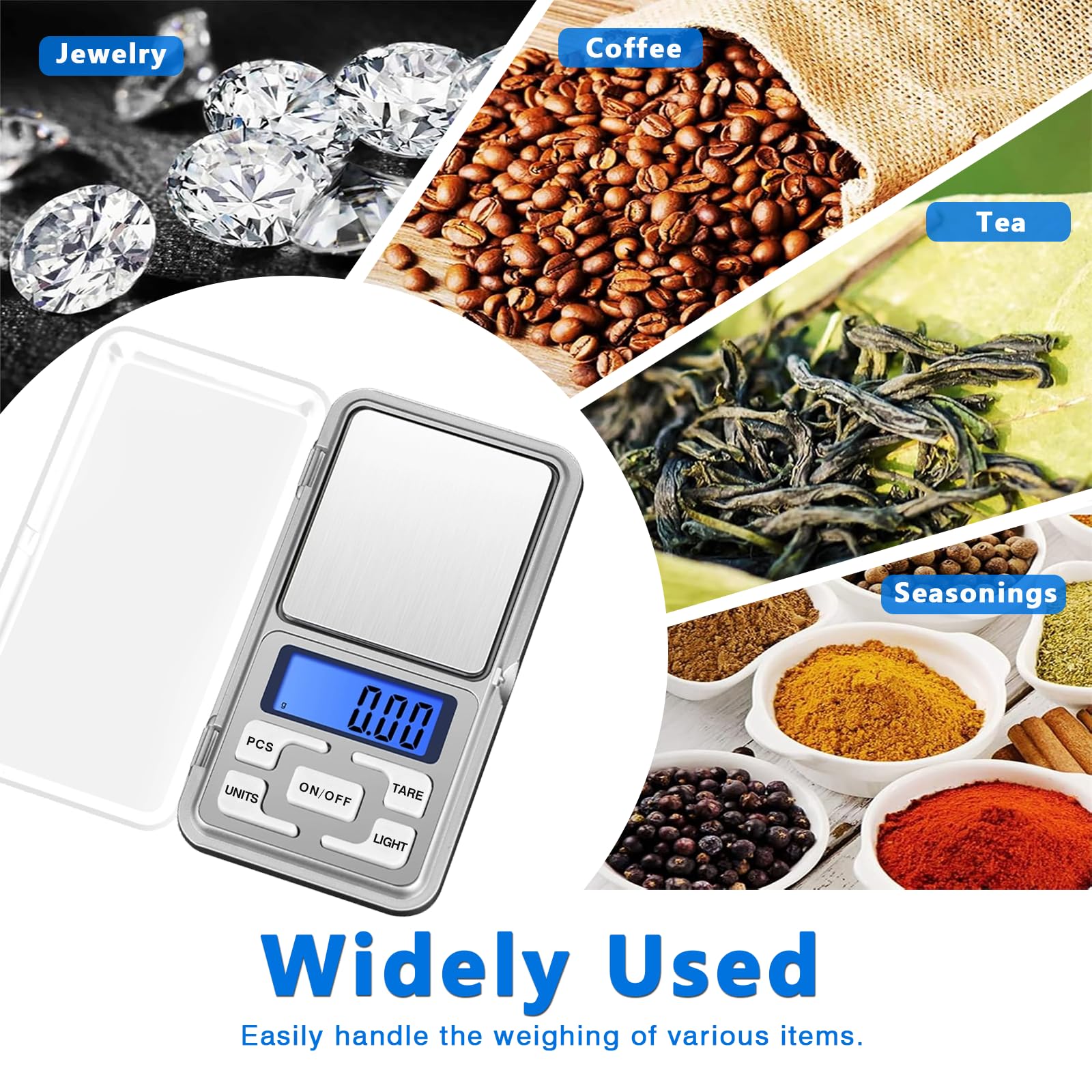 Alta Precisione Mini Elettronica Digitale Pocket Bilancia Gioielli Bilancia Bilancia Portatile 500g/0.01g Funzione di Conteggio LCD Blu g/tl/oz/ct
