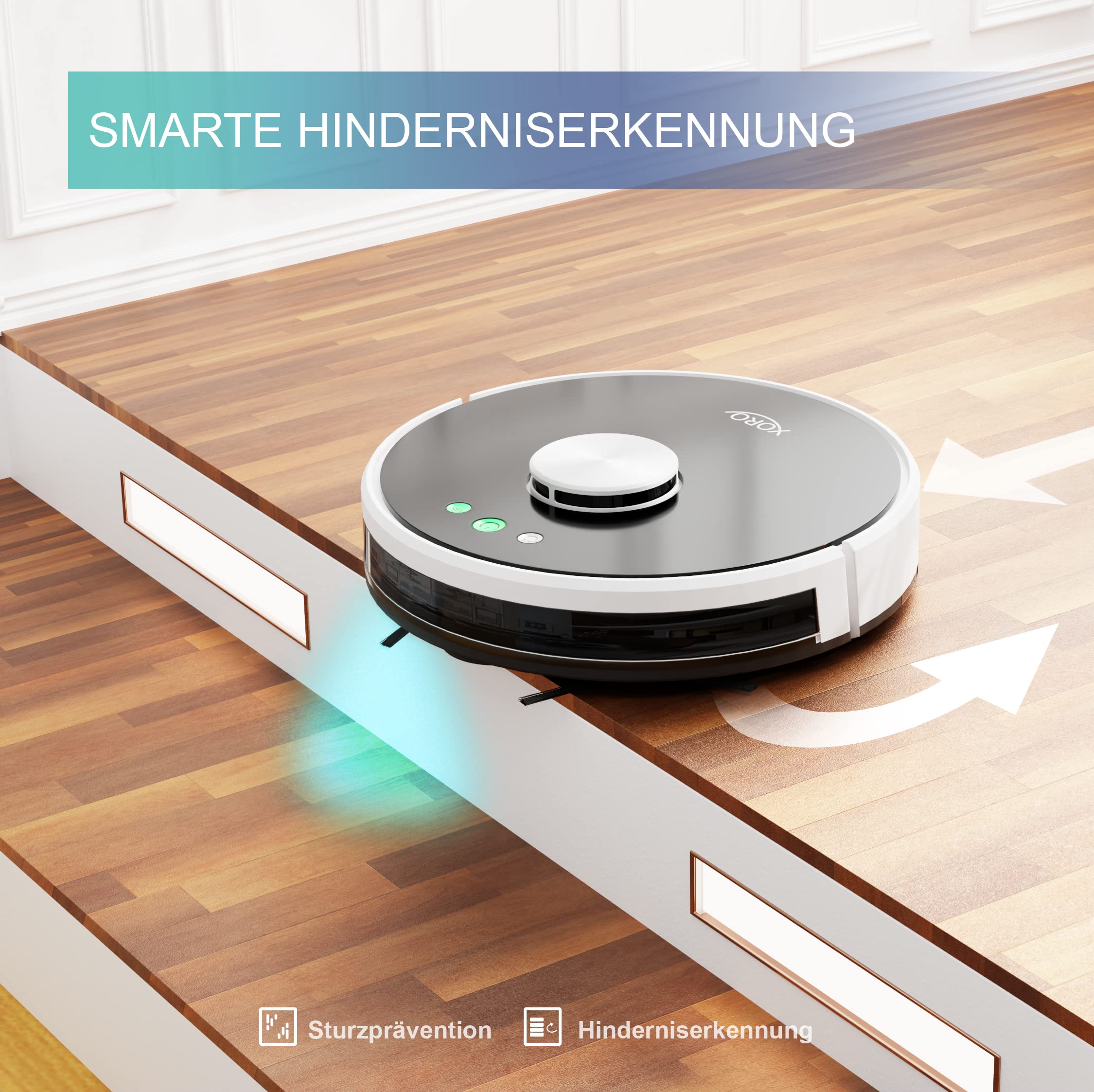 XORO Leistungsstarker Saugroboter HSR 200 mit Wischfunktion, Lasernavigation, Alexa/Google Home, Echtzeit Mapping, Staubsauger-Roboter ideal für Tierhaare