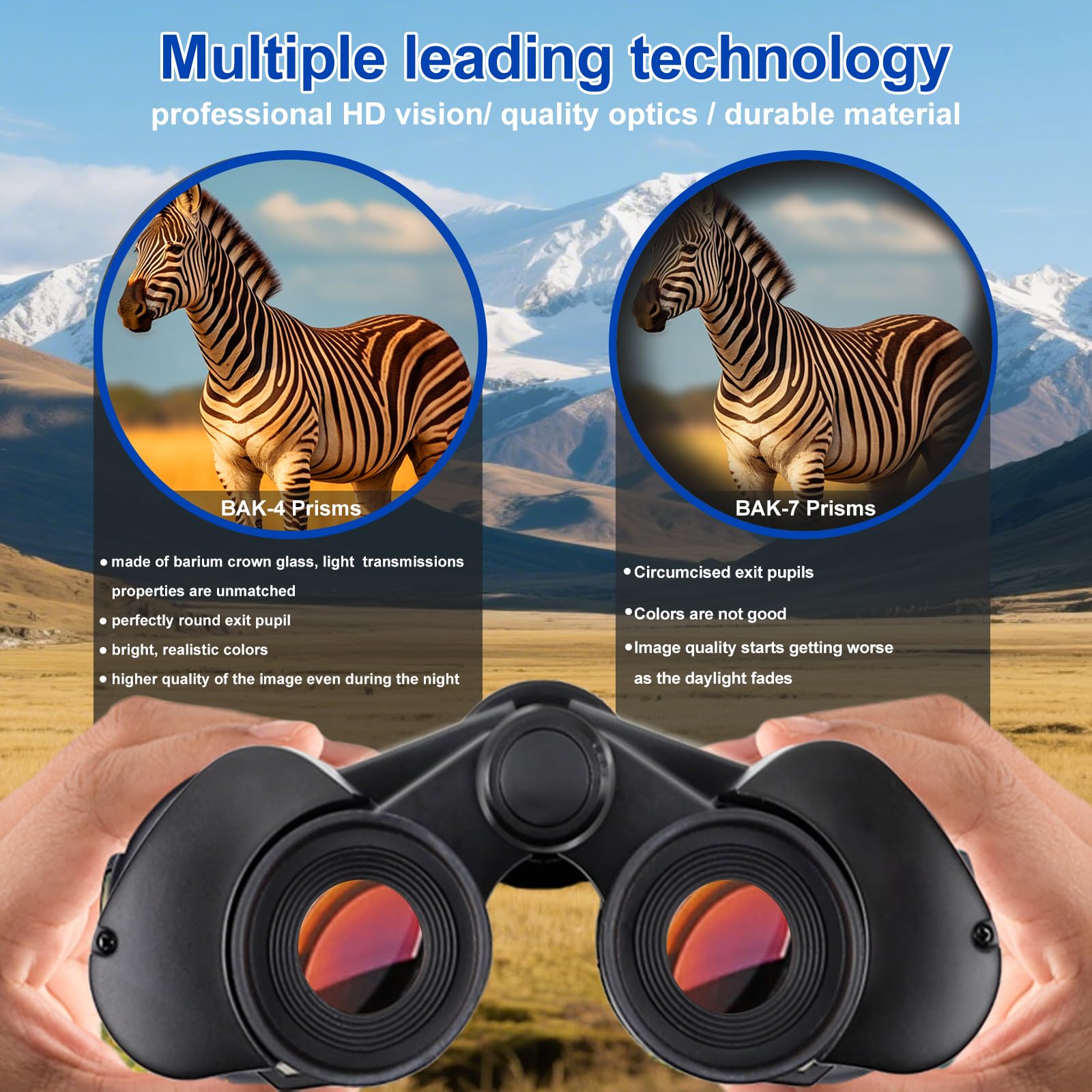 Jumelles 20 x 50 pour Adultes avec Vision Nocturne BAK4 Prism FMC Objectif HD Jumelles compactes étanches avec Adaptateur Smartphone pour l'observation des Oiseaux, Les Voyages, la Chasse, Le Sport - 5