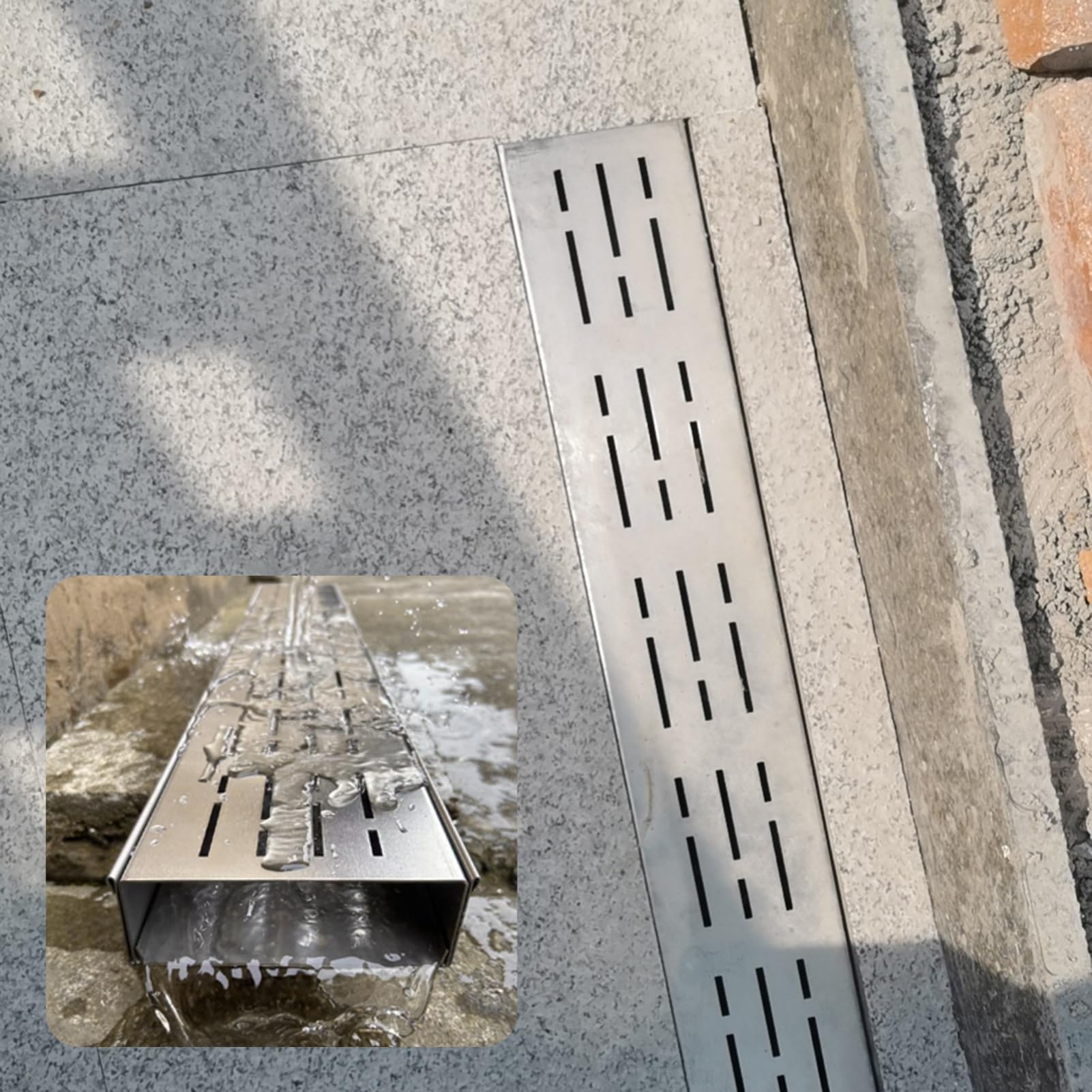 Caniveau de drainage français en acier inoxydable pour protéger votre terrasse