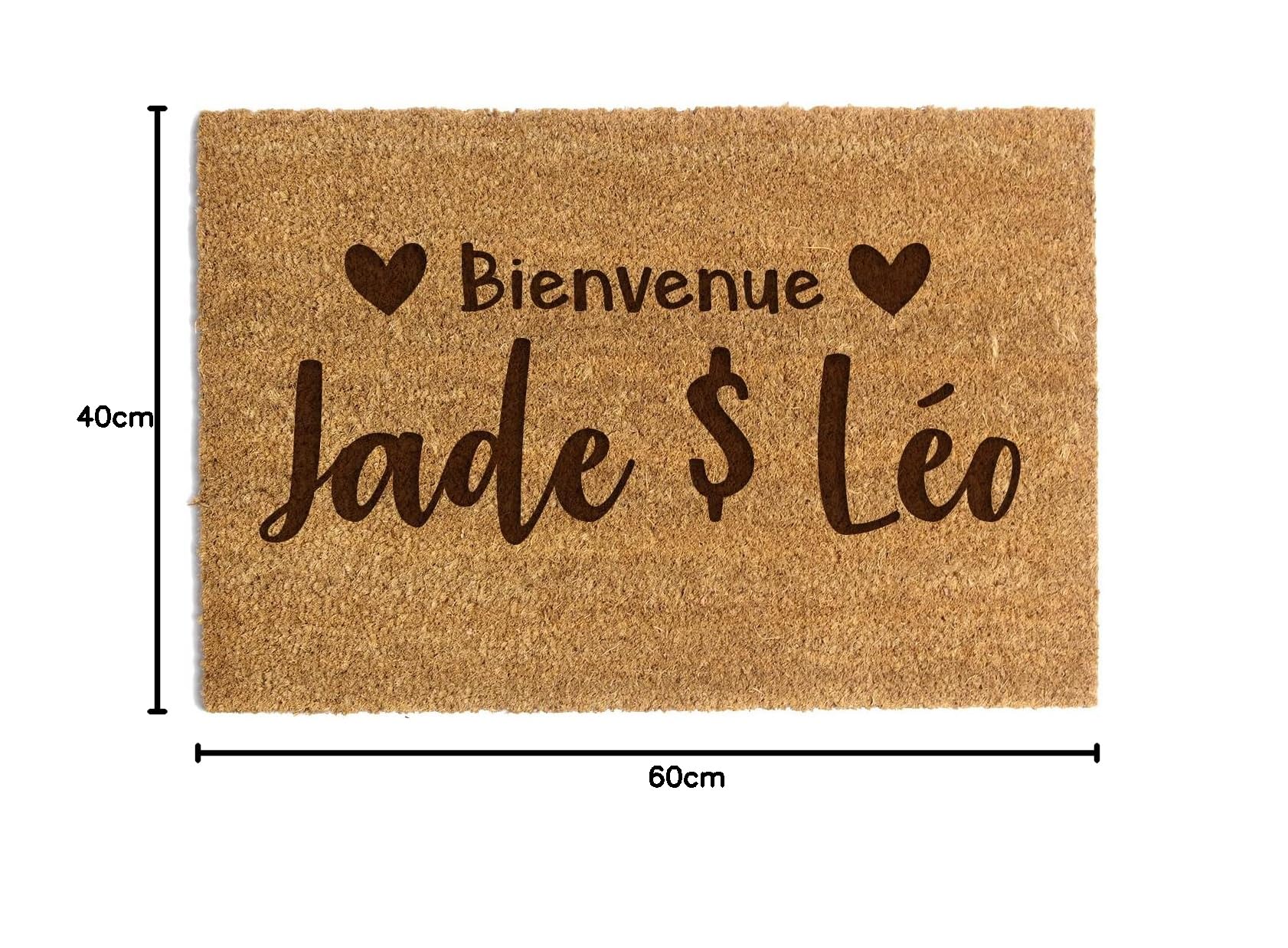 Paillasson Personnalisé Fibre De Coco - 60x40 Cm - Antidérapant - Texte Au Choix - Modèle 2