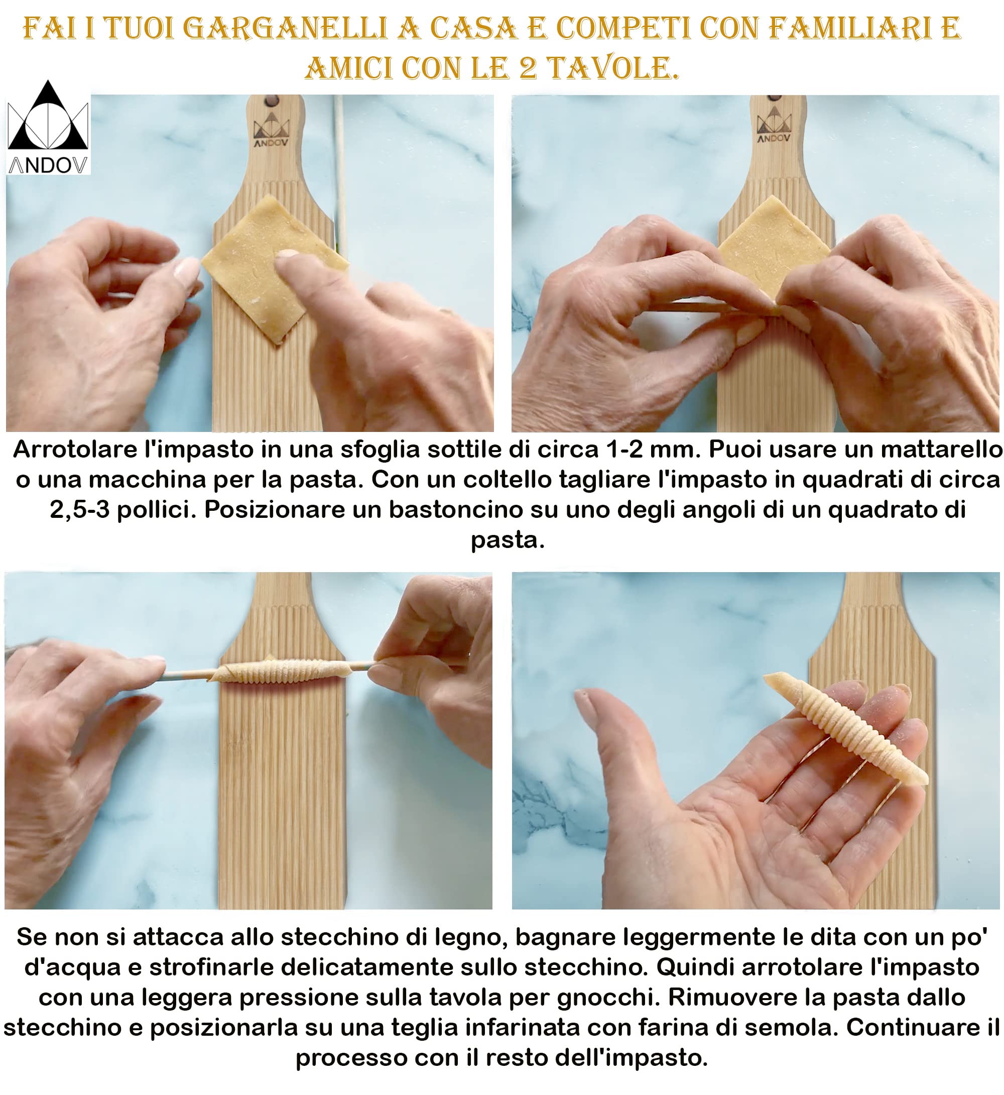Pasta Maker Gnocchi Set Tavola Garganelli Macchina Taglia Pasta Bamboo Naturale Italiana