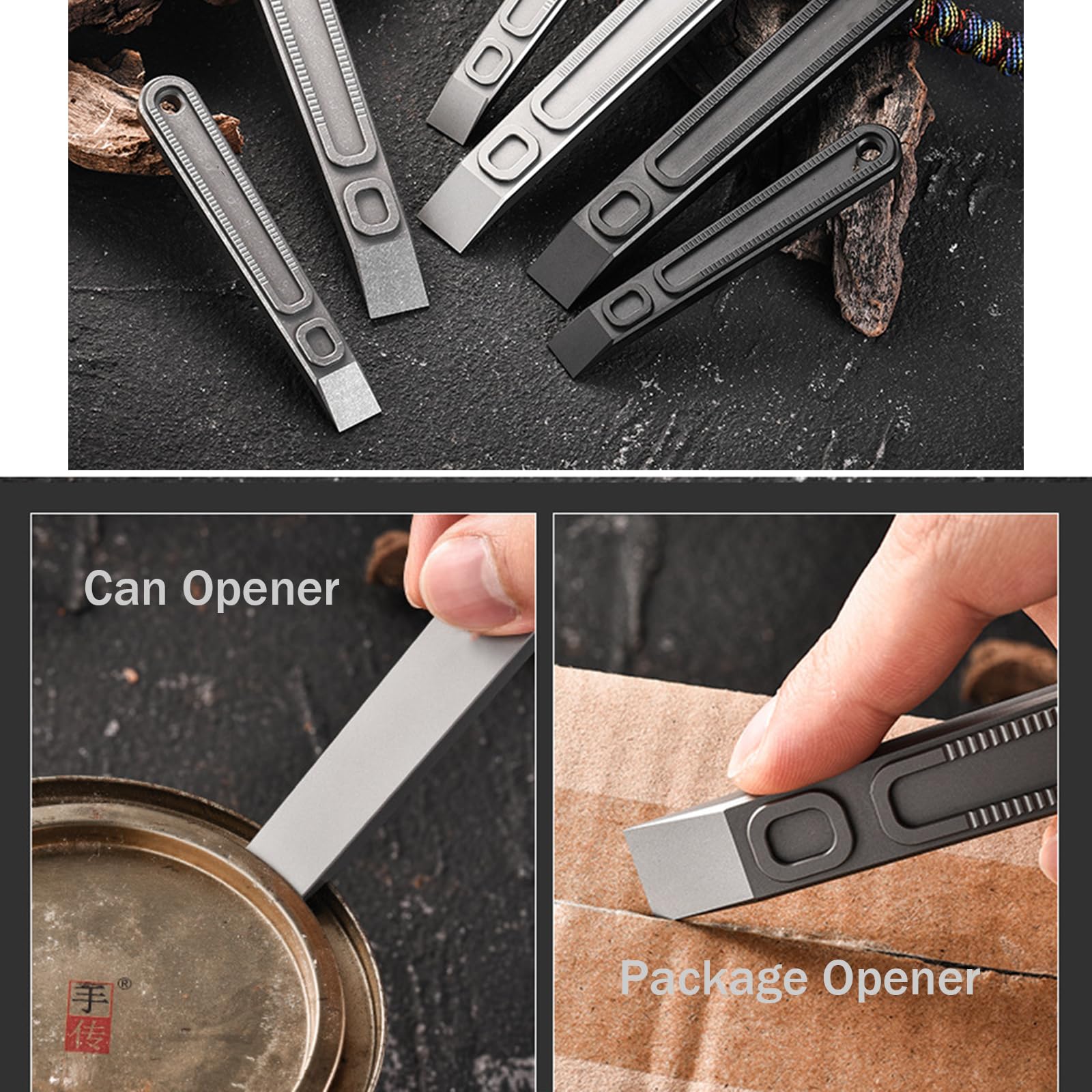 Hamans Stemmeisen aus Titan, Hebeleisen, Multi-Tool, 12,9 cm, Titan-Paket-/Dosenöffner für den täglichen Gebrauch, tragbar, leicht, Stonewash