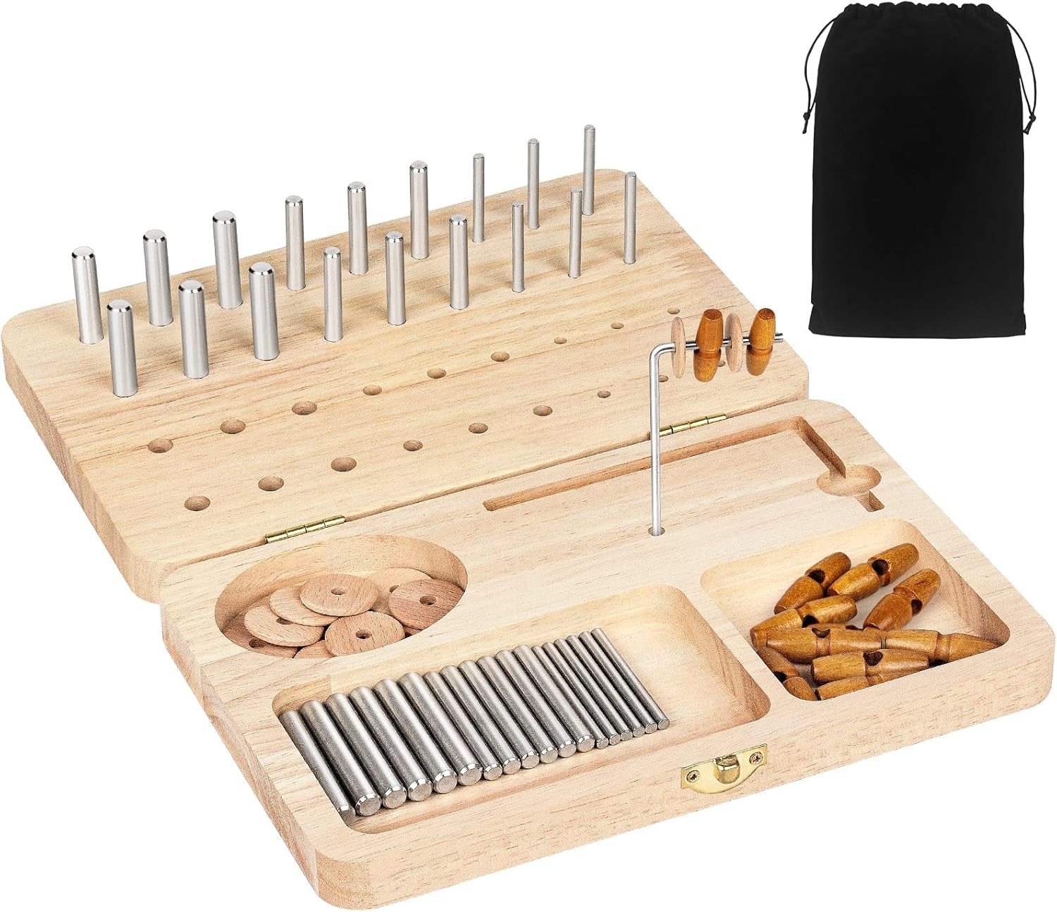Wooden Pegboard for Finger Dexterity, 36-Hole Hand Therapy Peg Board with Multifunctional Test Kit to Improve Fine Motor Skills and Finger Dexterity