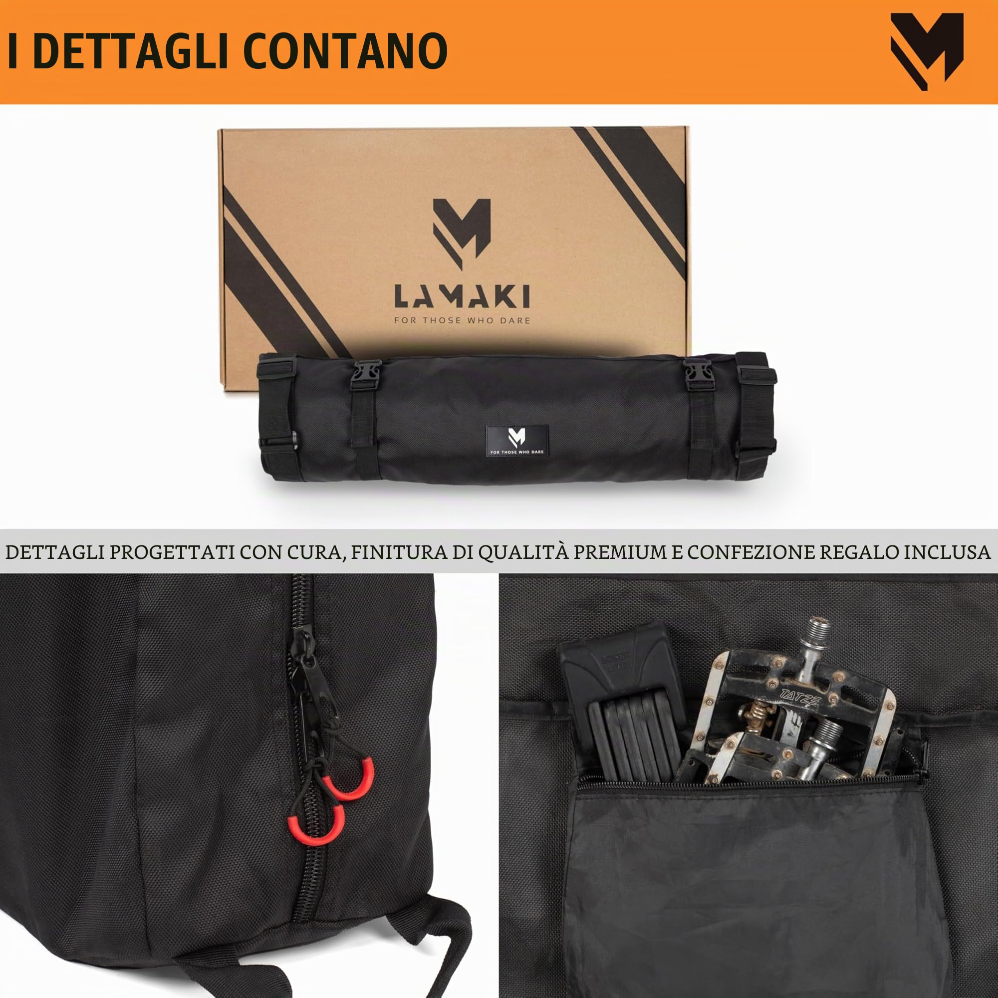 Lamaki Sacca Trasporto Bici - XXL Universale per Bici da Corsa, Gravel 700C/28 pollici e MTB 26-29 pollici - Senza Rimuovere la Ruota Posteriore - Borsa Bici Resistente Nylon 1680D, Pieghevole