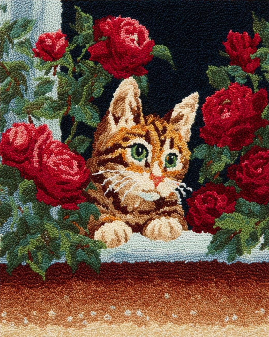 AMBATTERY Latch Hook Rug Kit Cat by the Window 60x40cm