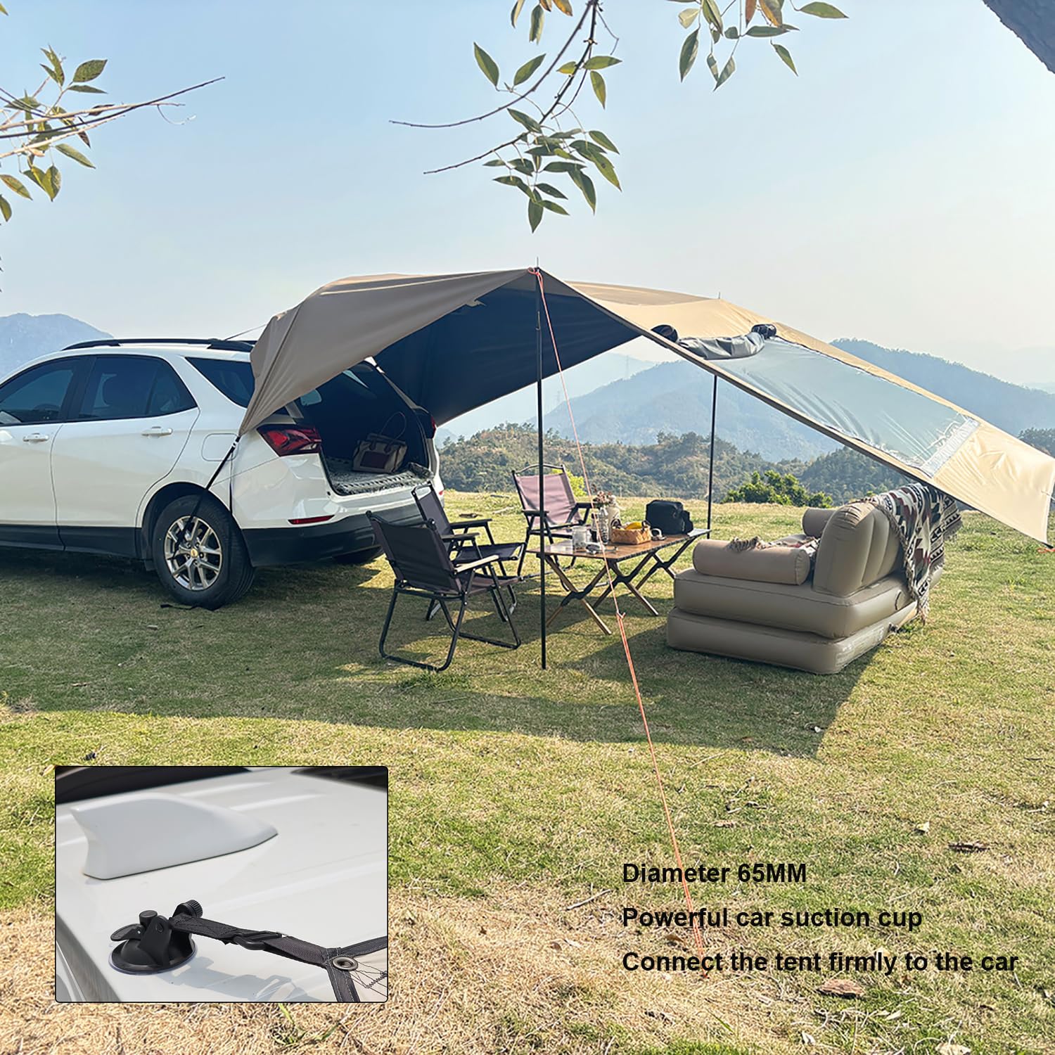 Toldo Caravana Universal, 4.8x2.8m, Toldo para Coche y Furgoneta, Tienda de Campaña Lateral Impermeable, Toldo Camping para SUV Camper Furgonetas