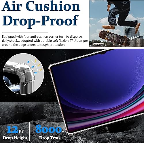 Miniatura 5 de Miimall Funda transparente compatible con Samsung Galaxy Tab S9, funda ultrafina de TPU suave, cobertura completa, cojín de aire de esquina a prueba