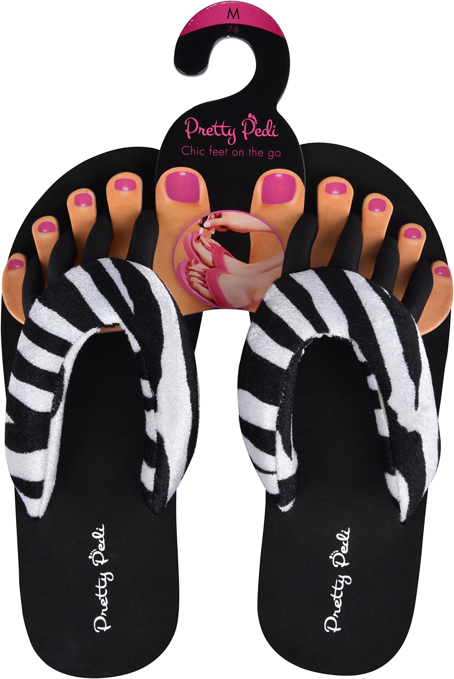 Super Lightweight Brand Pedicure Sandals with Toe Separator Feature (Small, Zebra)
