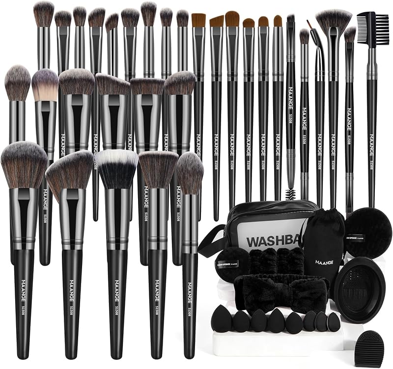 MAANGE Makeup Brushes 54 Pcs Makeup Tool Set, Multi-functional Makeup Kit Premium Synthetic Brush Make up Brushes Set for Women Girl (Black, 54 Pcs)