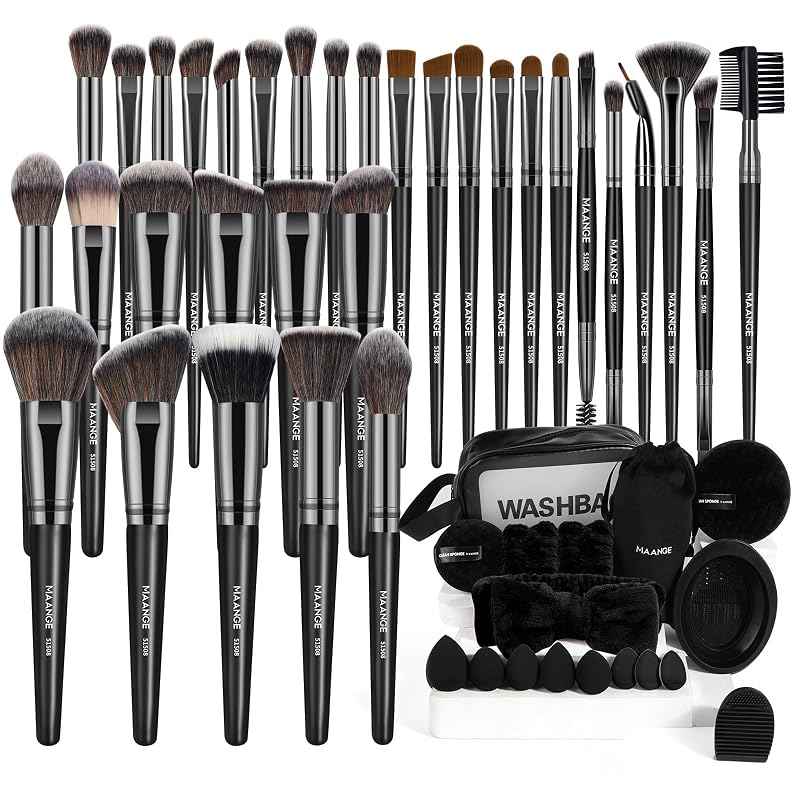 Kit de pincéis e ferramentas de maquiagem MAANGE com 54 peças, preto