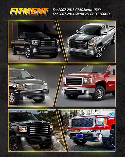 Miniatura 7 de Auxbeam Luces antiniebla LED de repuesto para GMC Sierra 1500 2007-2013, Sierra 2500HD 3500HD 2007-2014, lámparas antiniebla LED aprobadas por DOT