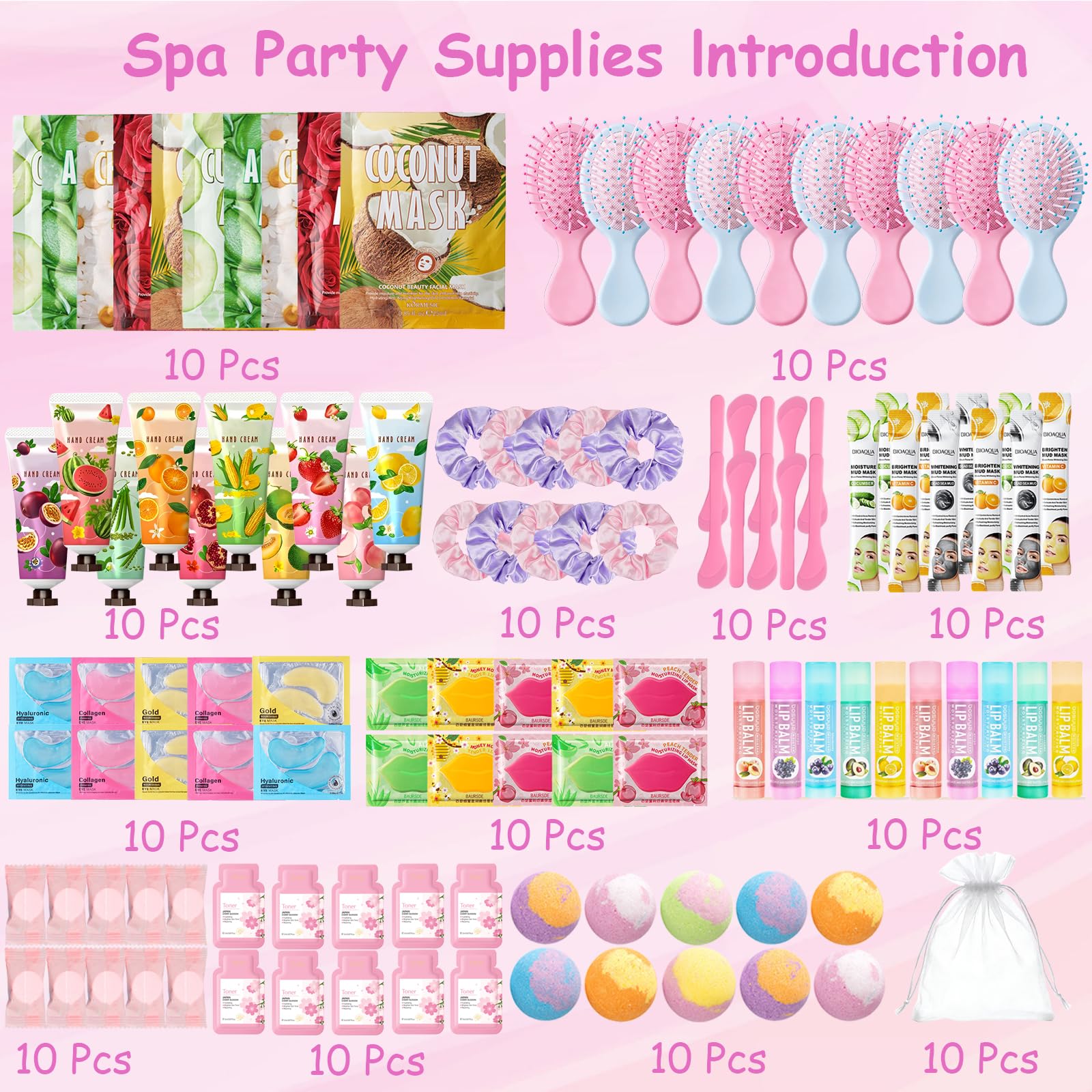 130-Piece Spa Party Supplies Kit with Skincare, Beauty Accessories and Gift Bags