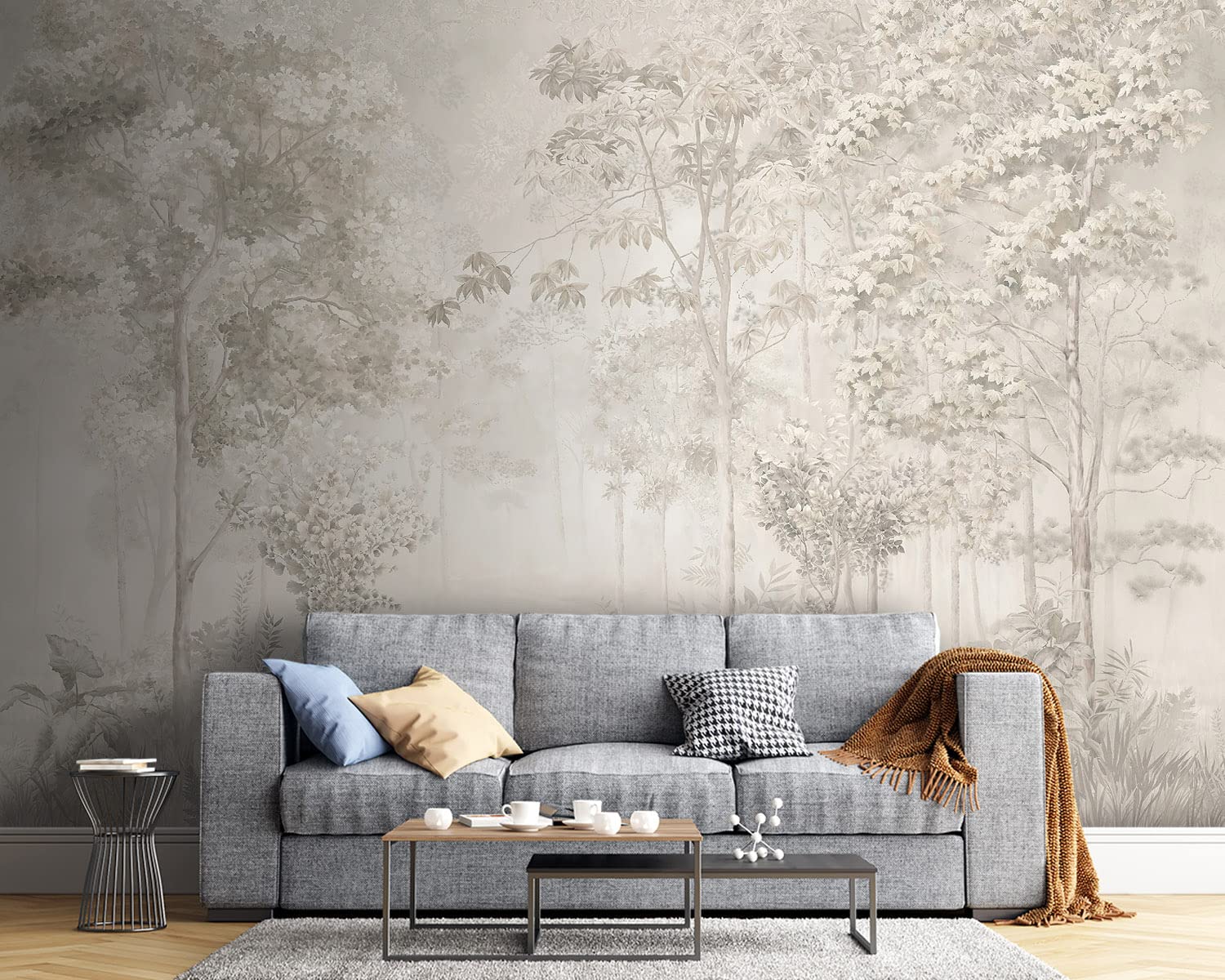 Carta Da Parati Adesiva Fiori Botanici - 392x280 Cm, 8 Strisce, Rimovibile | Decorazione Parete Moderna - Foto 3