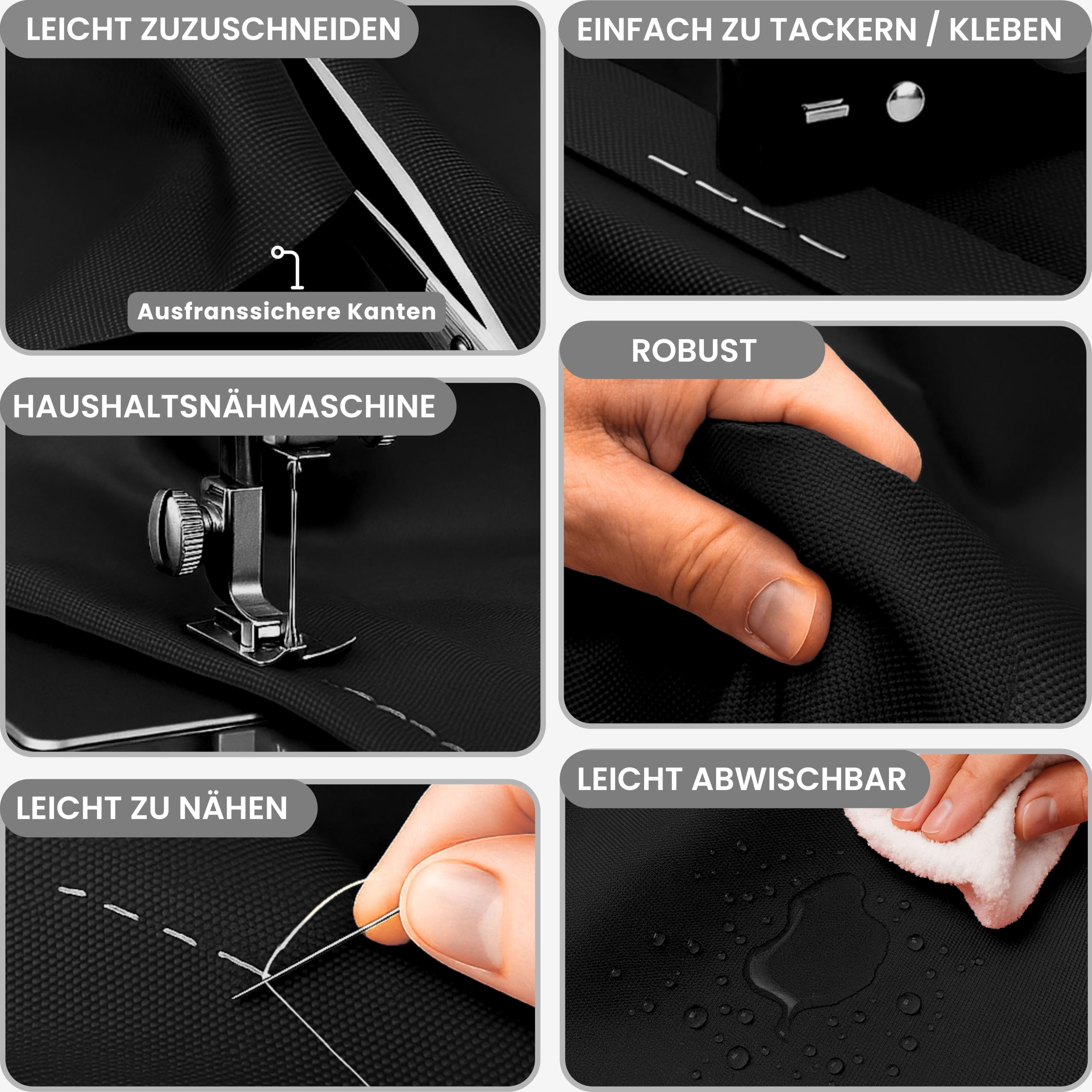 A-Express Schwer Pflicht Strapazierfähiger Dicker wasserdichter Segeltuchstoff 600D Outdoor Abdeckplane Meterware - Schwarz 5 Meters (500cm x 150cm)