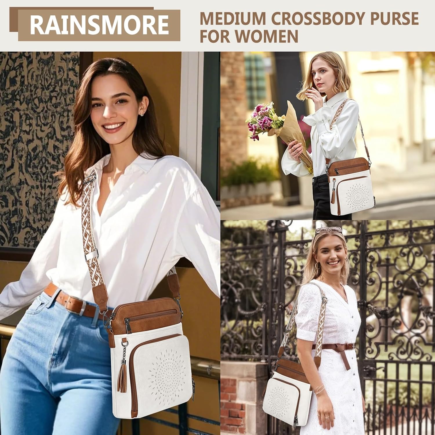 RAINSMORE Crossbody Bags for Women Leather Crossbody Purse Designer Womens Shoulder Handbags Trendy Cross Body Purse - Image 2