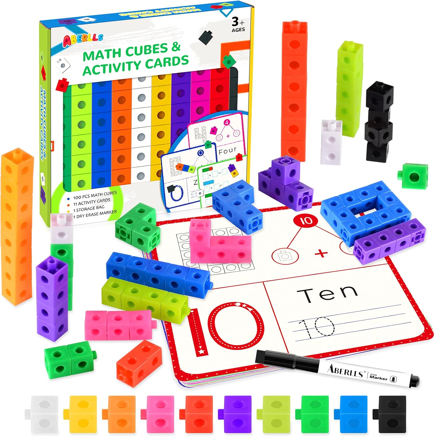 Buy ABERLLS Math Cubes Manipulatives With Activity Cards Number Blocks 