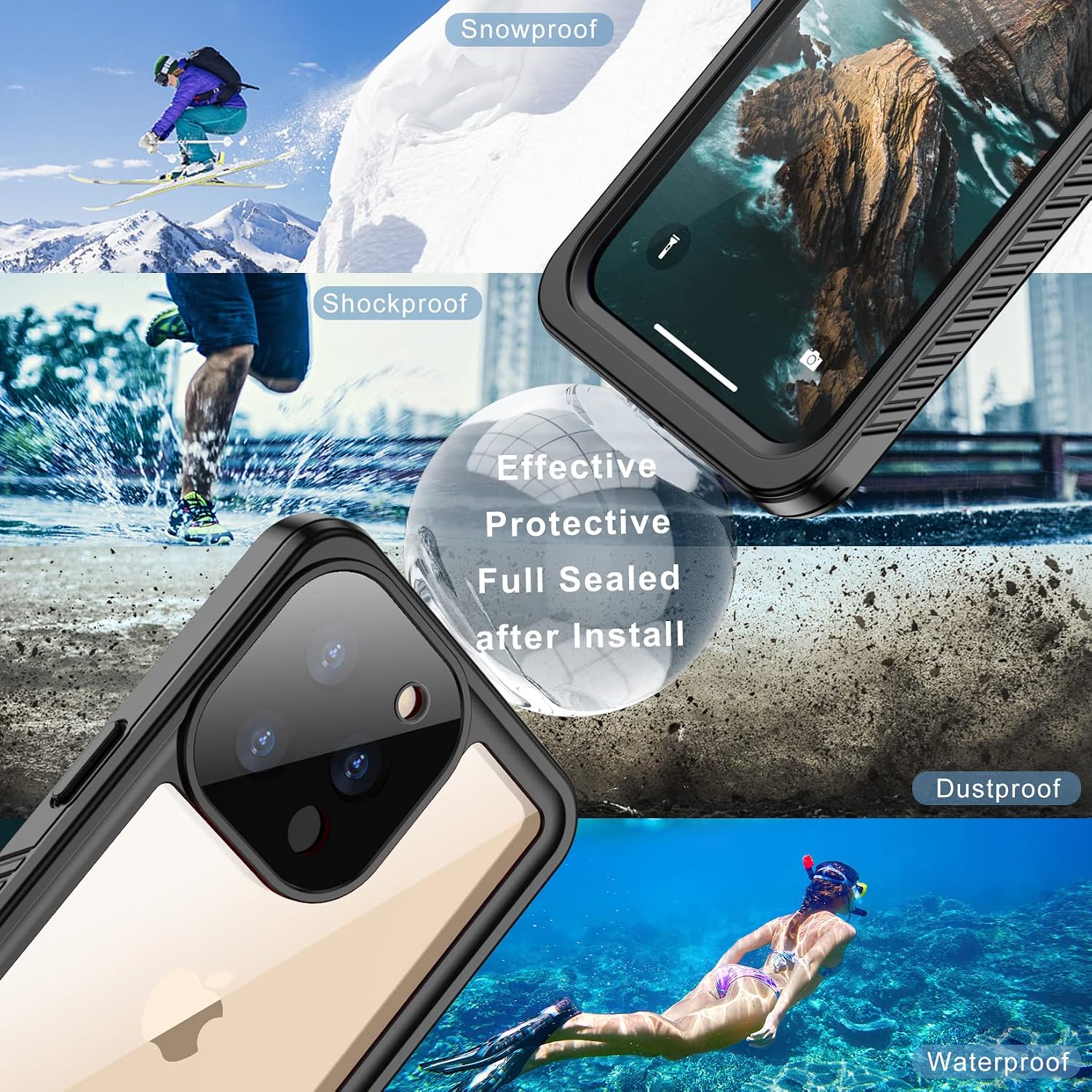 Temdan iPhone 13 Pro Case Waterproof,Built-in Screen Protector, Full Body Rugged, Scratch and Shock Resistant, Dust and Water Resistant, Case for iPhone 13 Pro 6.1 inch