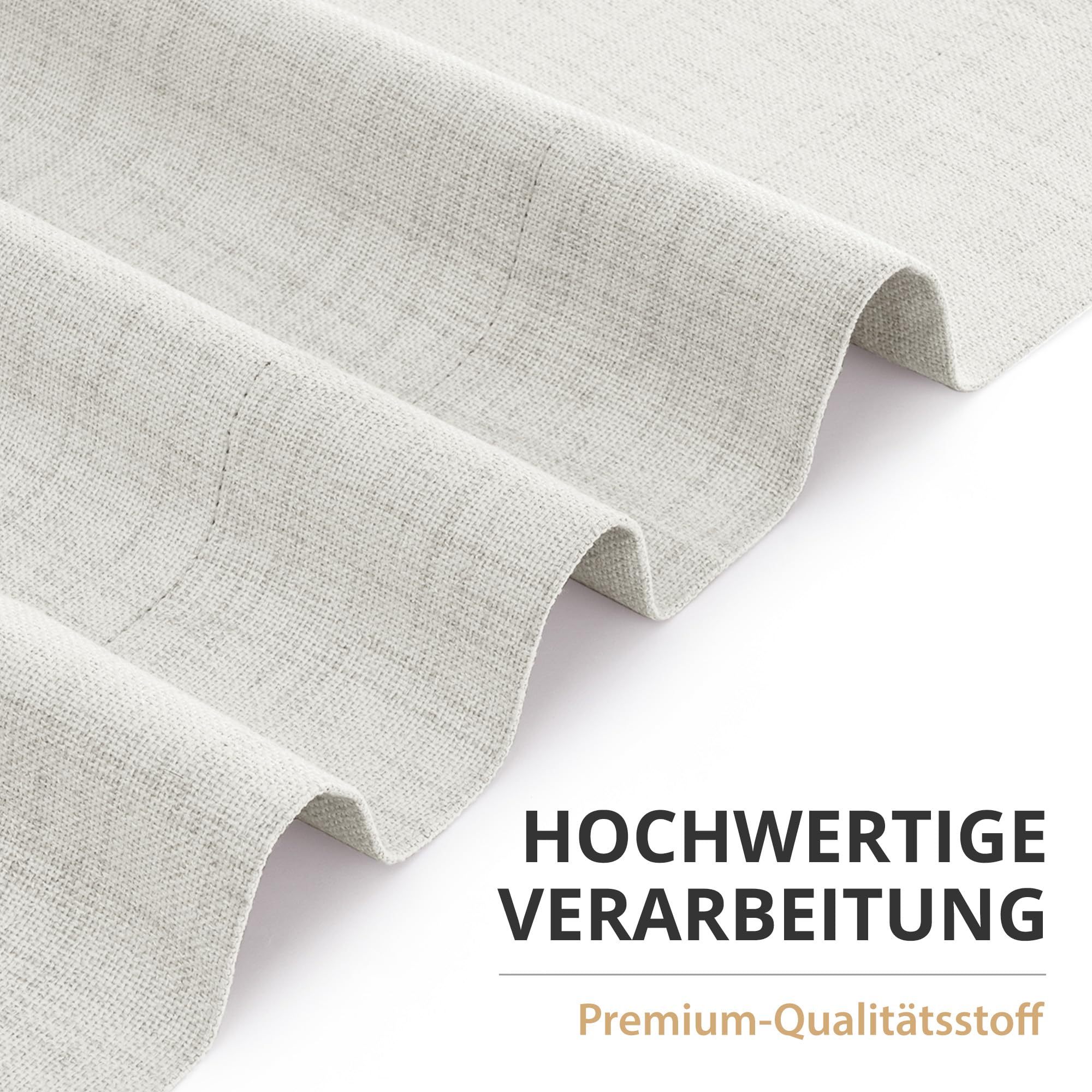 Tende oscuranti al 100% con passanti nascosti, effetto lino, set di 2 tende oscuranti con passanti per asta, per camera da letto o soggiorno, 260 x 140 cm (altezza x larghezza), beige