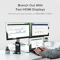 Vista 3 de Plugable Universal Laptop Docking Station Dual HDMI Monitor for Windows and Mac (Driver Required), USB 3.0 or USB-C, 2X HDMI, Gigabit Ethernet